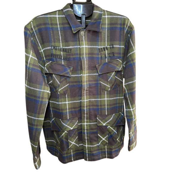 ✨ NEW Emotionally Unavailable Embroidered Flannel Shirt XL✨ - Picture 5 of 5